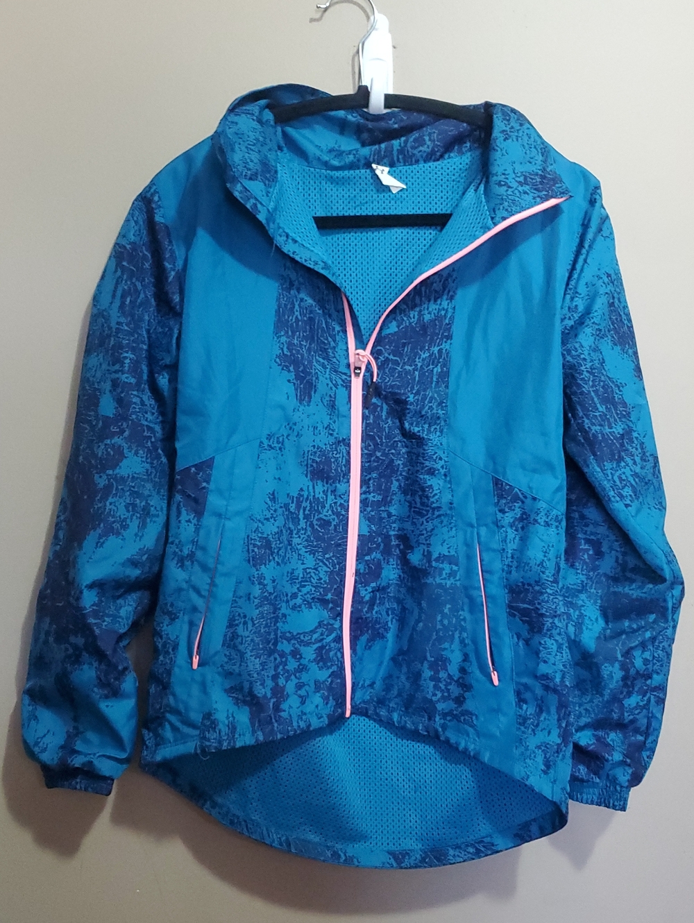 Under Armour Blue Windbreaker Jacket with Pink Trim Size Xs